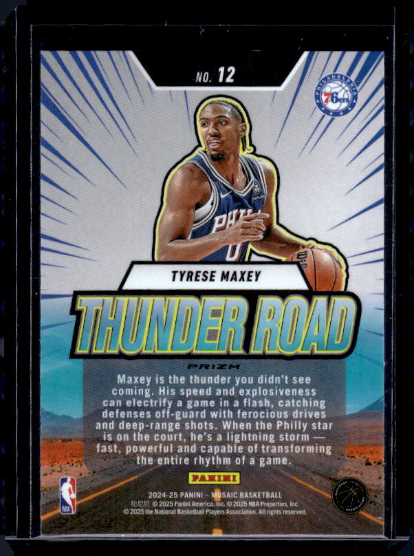 2024-25 Panini Mosaic #12 Tyrese Maxey Thunder Road Mosaic