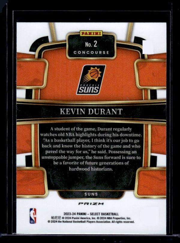 2023-24 Panini Select #2 Kevin Durant Blue Prizms