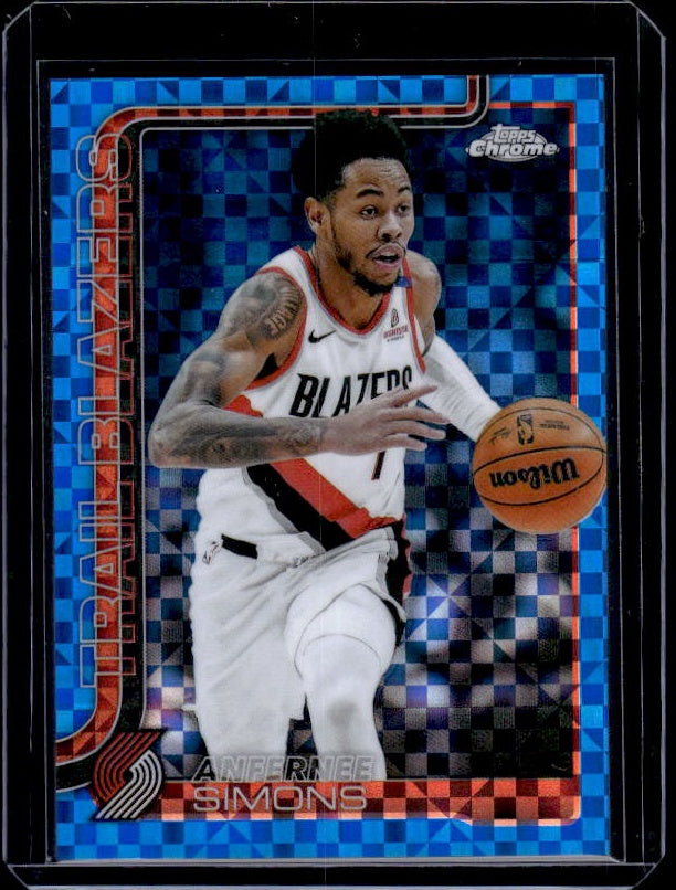 2025-26 Topps Chrome #122 Anfernee Simons Blue X-Fractor