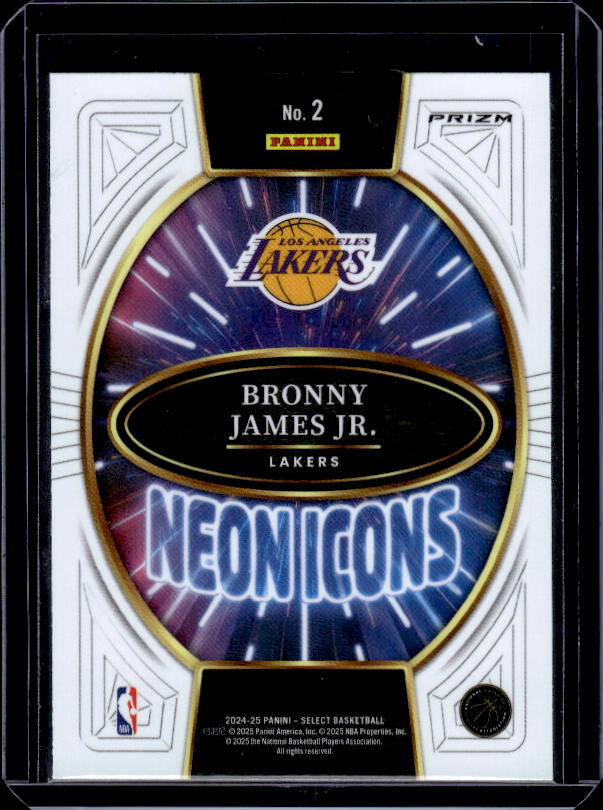 2024-25 Panini Select #2 Bronny James Jr. Neon Icons Red Prizms