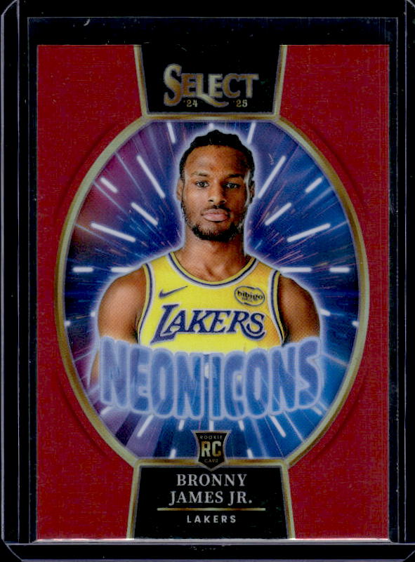 2024-25 Panini Select #2 Bronny James Jr. Neon Icons Red Prizms