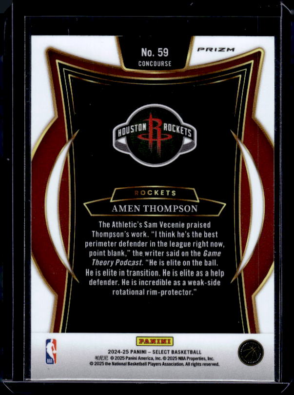 2024-25 Panini Select #59 Amen Thompson Tri-Color Prizm
