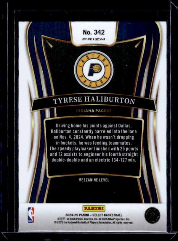 2024-25 Panini Select #342 Tyrese Haliburton Blue Prizm