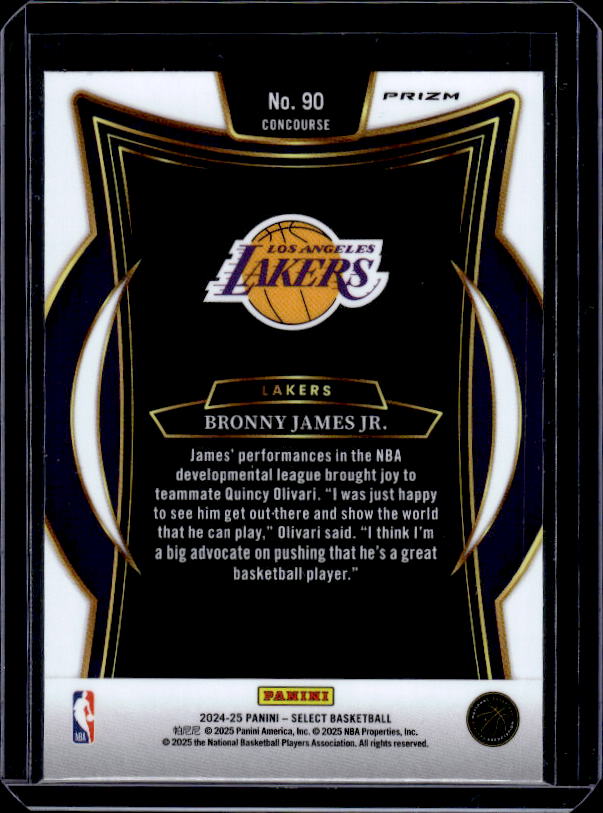 2024-25 Panini Select #90 Bronny James Jr. Orange Flash Prizm