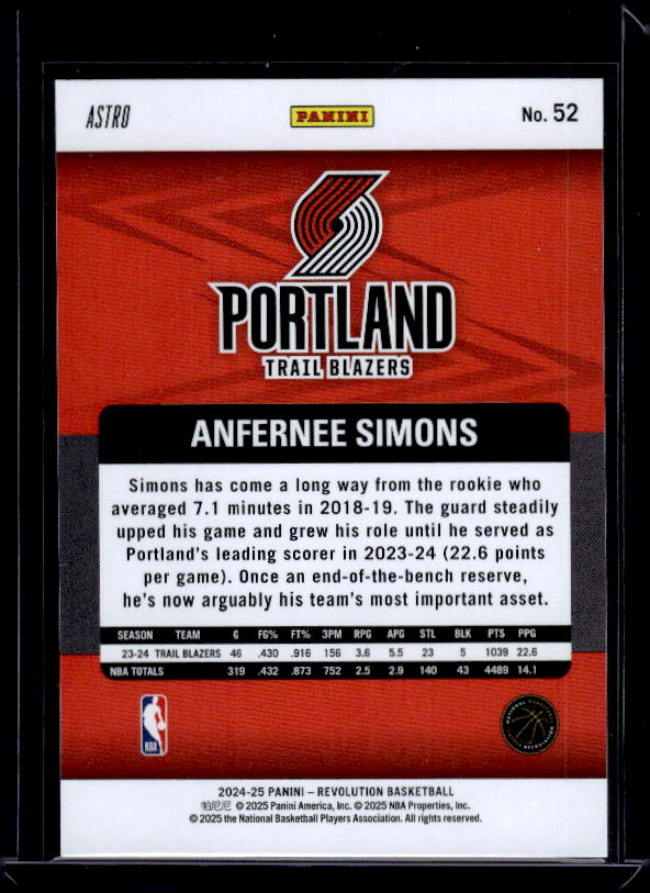 2024-25 Panini Revolution #52 Anfernee Simons Astro