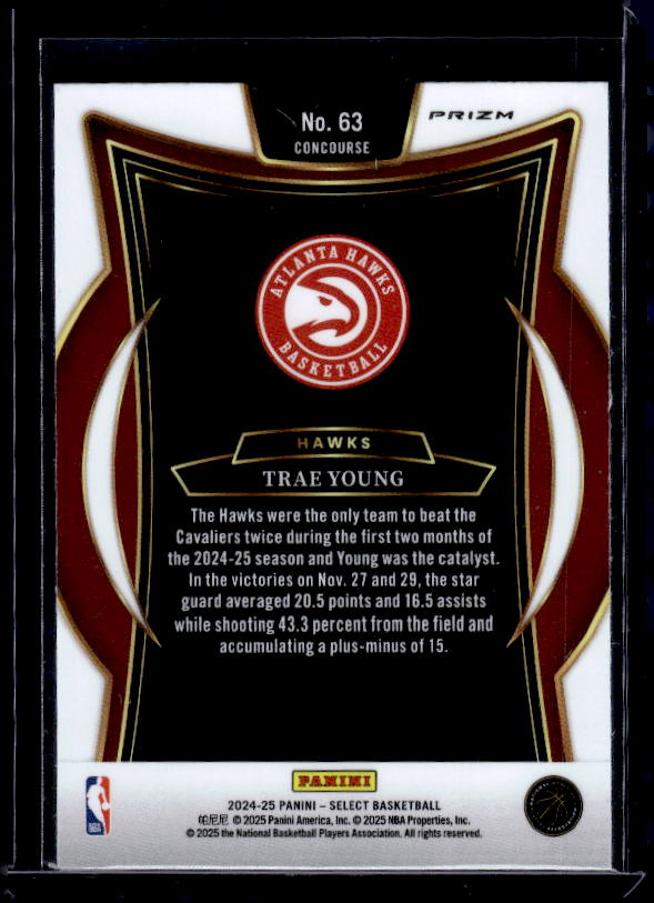 2024-25 Panini Select #63 Trae Young Blue Prizm
