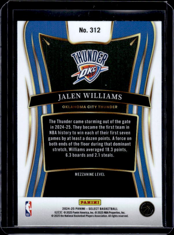 2024-25 Panini Select #312 Jalen Williams