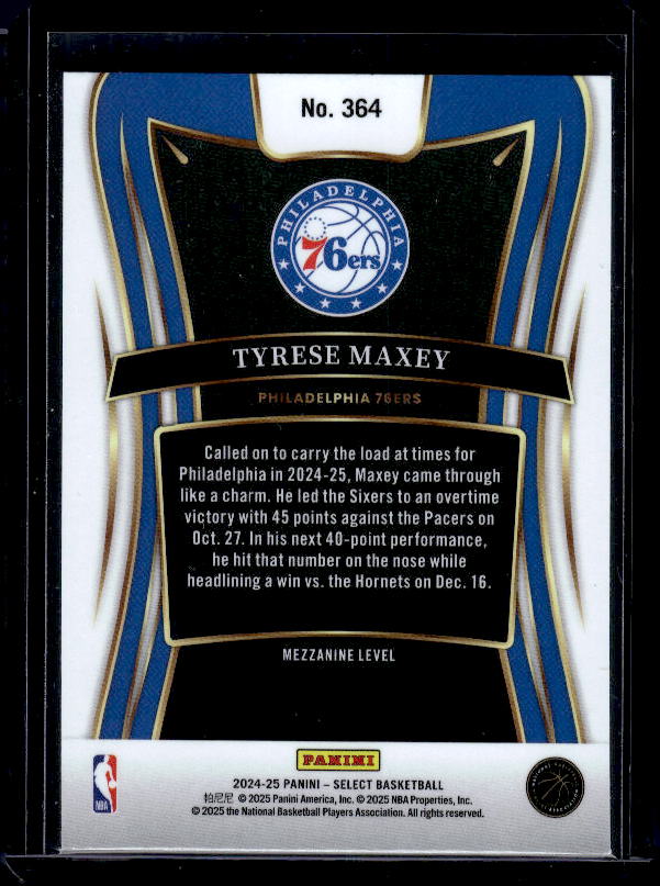 2024-25 Panini Select #364 Tyrese Maxey