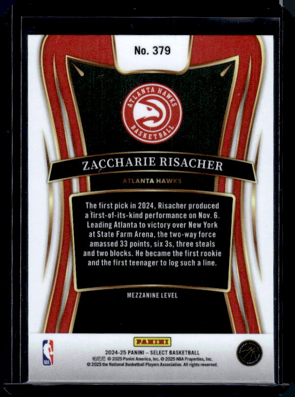 2024-25 Panini Select #379 Zaccharie Risacher