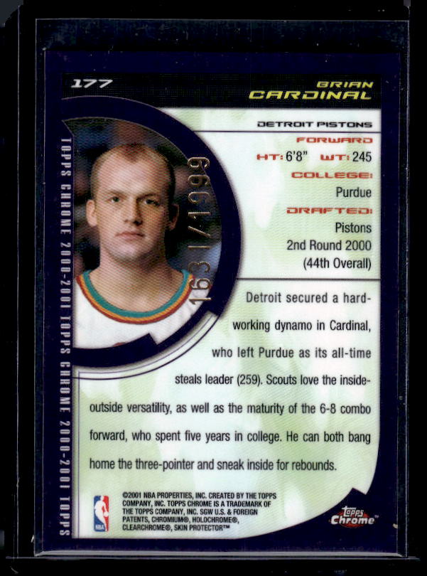 2000-01 Topps Chrome #177 Brian Cardinal #/1999