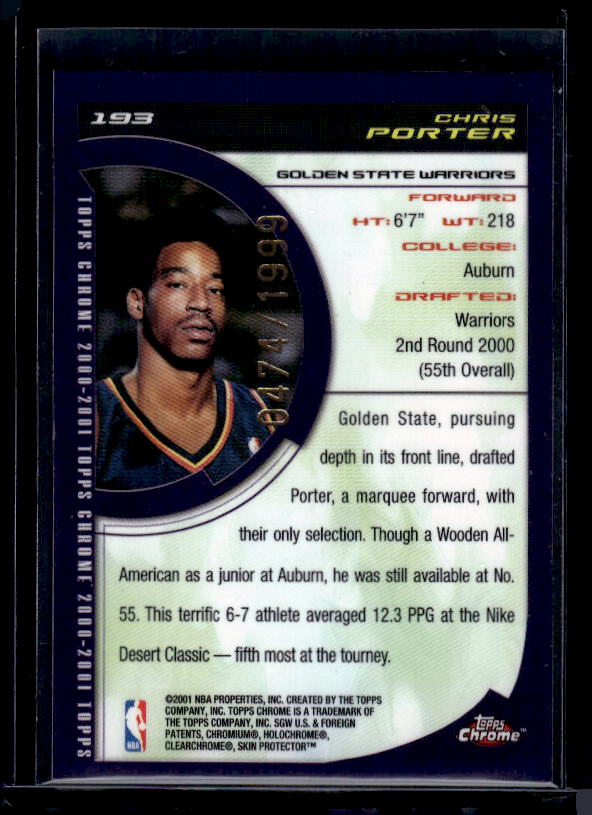 2000-01 Topps Chrome #193 Chris Porter #/1999