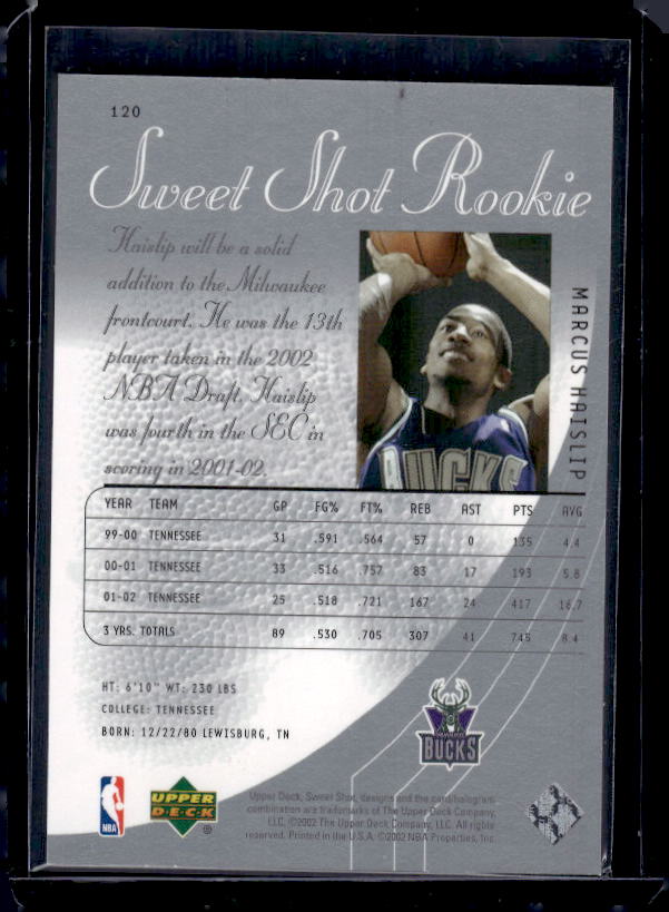 2002-03 Upper Deck Sweet Shot #120 Marcus Haislip #/999