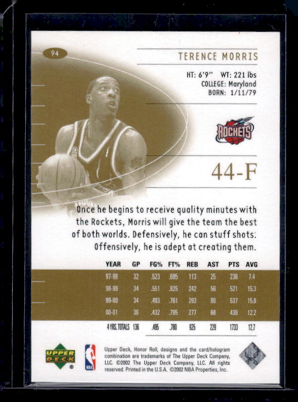 2001-02 Upper Deck Honor Roll #94 Terence Morris #/2499