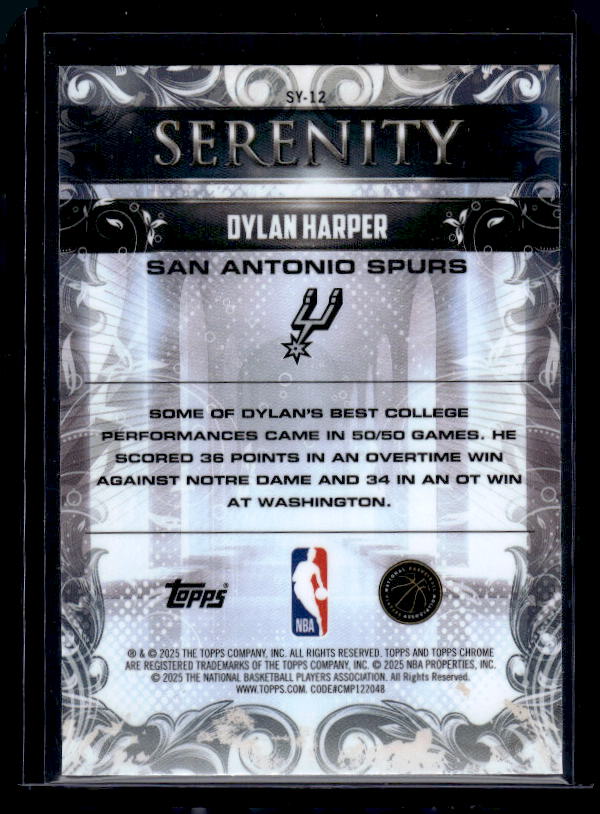 2025-26 Topps Chrome #SY-12 Dylan Harper Serenity