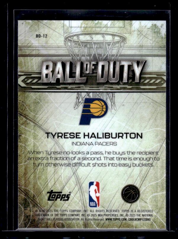 2025-26 Topps Chrome #BD-12 Tyrese Haliburton Ball of Duty