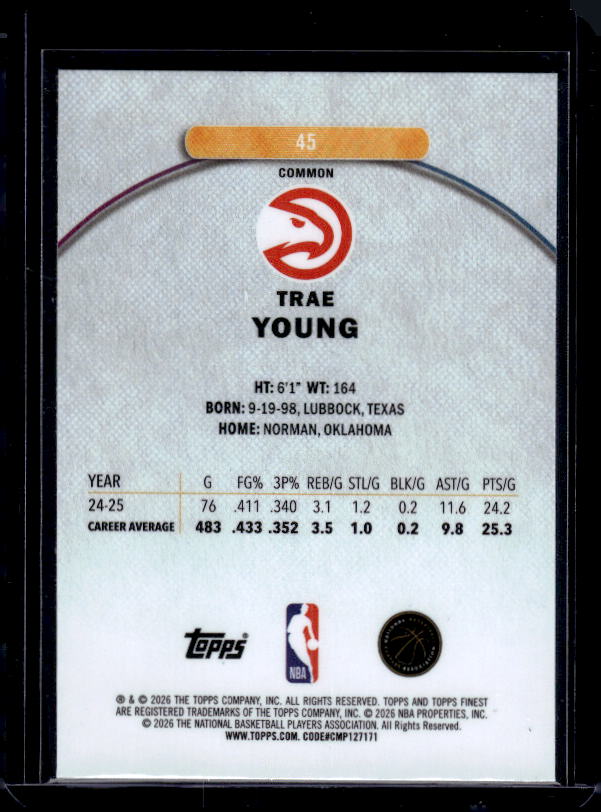 2025-26 Finest #45 Trae Young