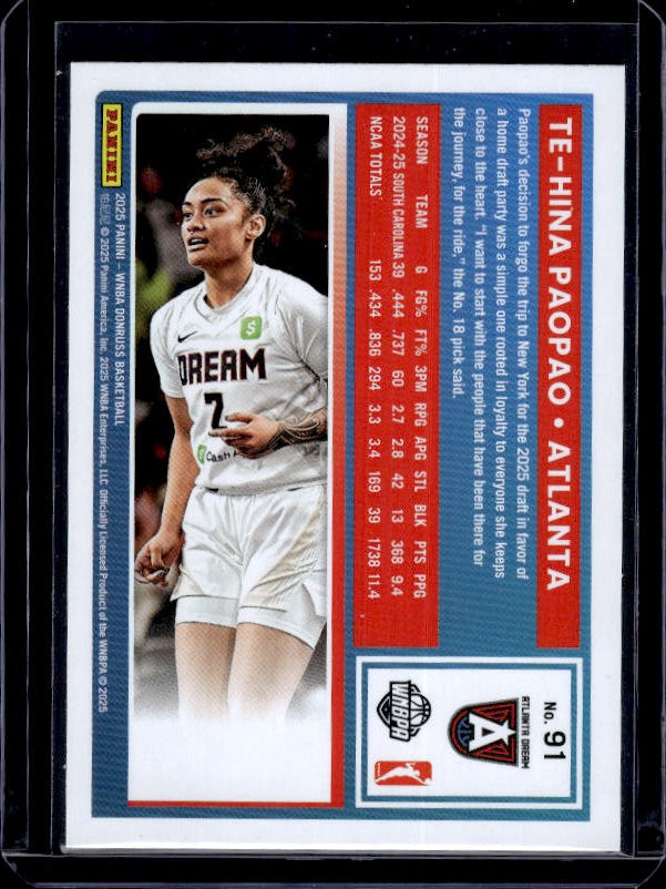 2025 Donruss WNBA #91 Te-Hina Paopao
