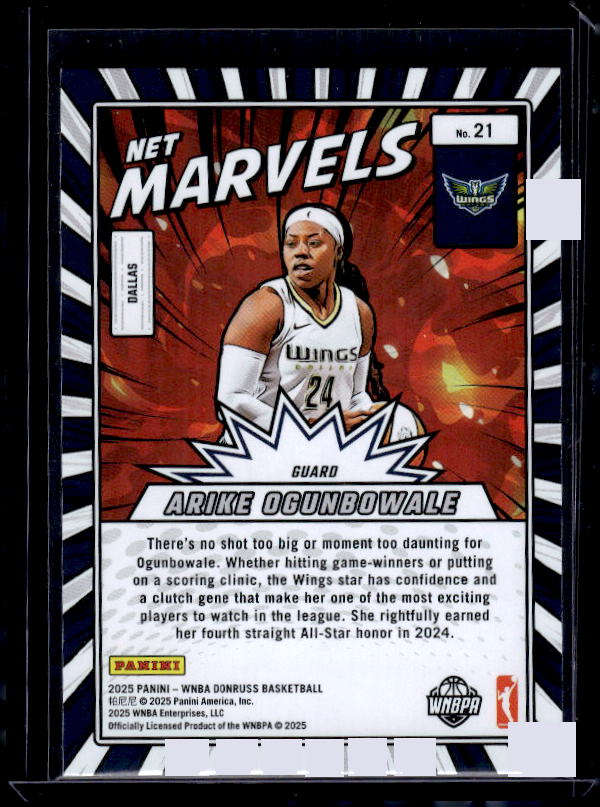 2025 Donruss WNBA #21 Arike Ogunbowale Net Marvels
