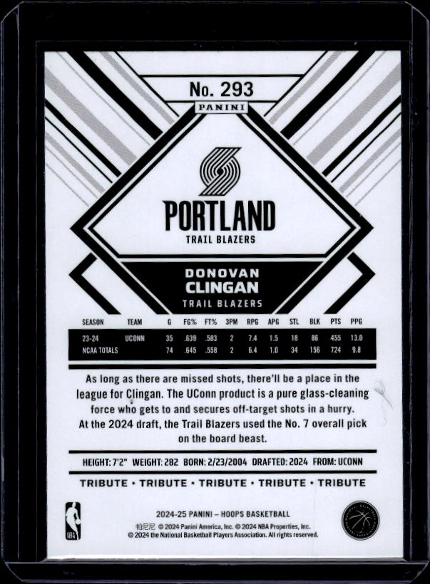 2024-25 Hoops Winter #293 Donovan Clingan