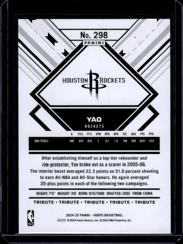 2024-25 Hoops Winter #298 Yao Ming