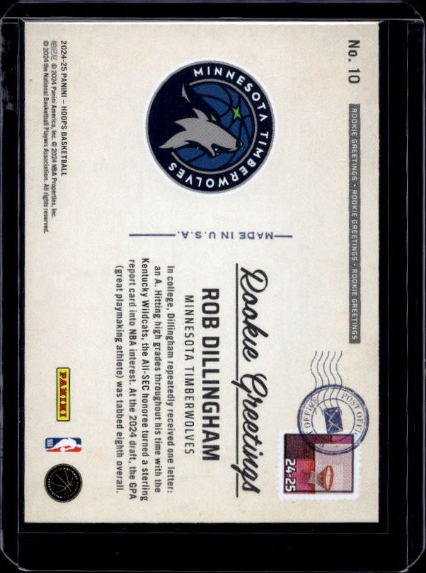 2024-25 Hoops Winter #10 Rob Dillingham Rookie Greetings