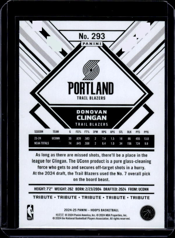 2024-25 Hoops #293 Donovan Clingan
