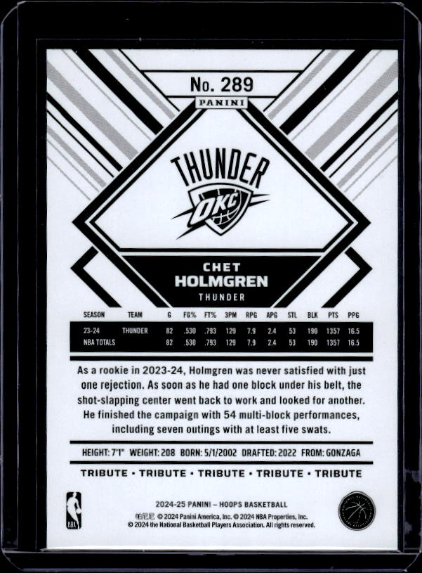 2024-25 Hoops #289 Chet Holmgren