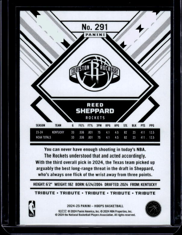 2024-25 Hoops #291 Reed Sheppard