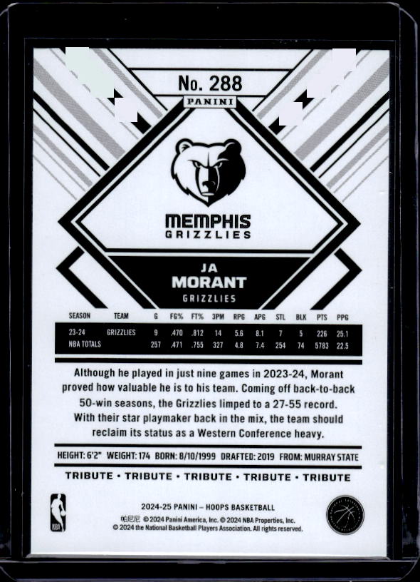 2024-25 Hoops #288 Ja Morant