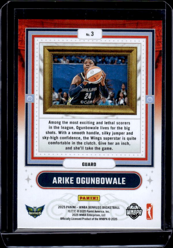 2025 Donruss WNBA #3 Arike Ogunbowale Franchise Features Press Proof