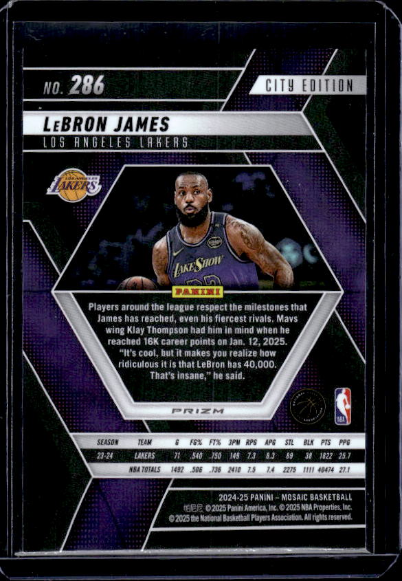 2024-25 Panini Mosaic #286 LeBron James Green Mosaic