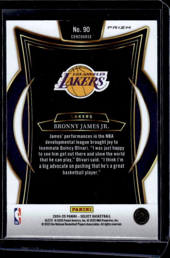 2024-25 Panini Select #90 Bronny James Jr. Tectonic Prizm