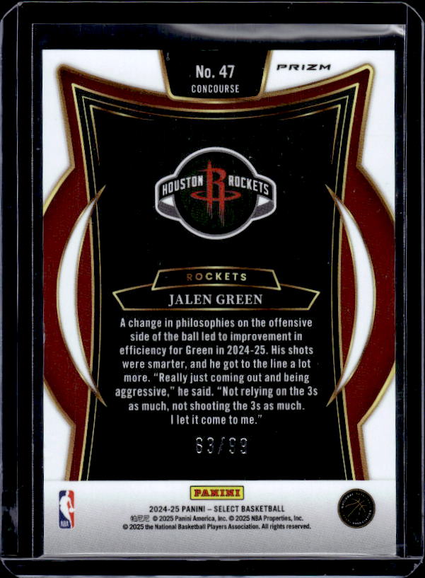 2024-25 Panini Select #47 Jalen Green Blue Cracked Ice Prizm