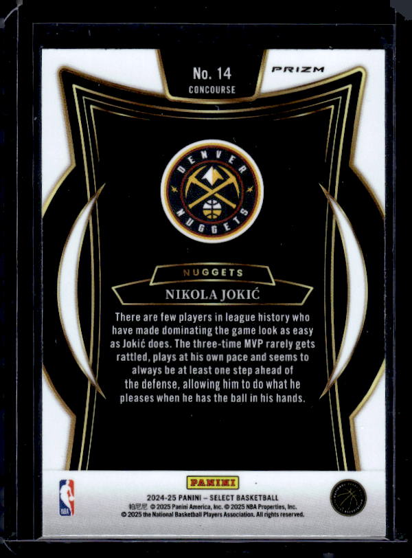 2024-25 Panini Select #14 Nikola Jokic Blue Prizm