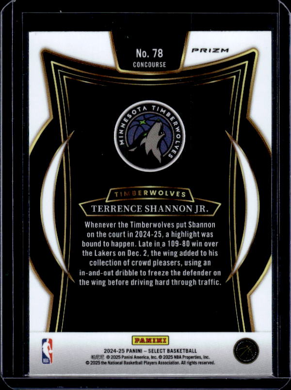 2024-25 Panini Select #78 Terrence Shannon Jr. Red Cracked Ice Prizm