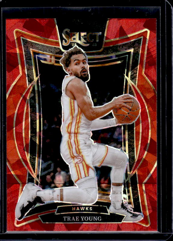 2024-25 Panini Select #63 Trae Young Red Cracked Ice Prizm
