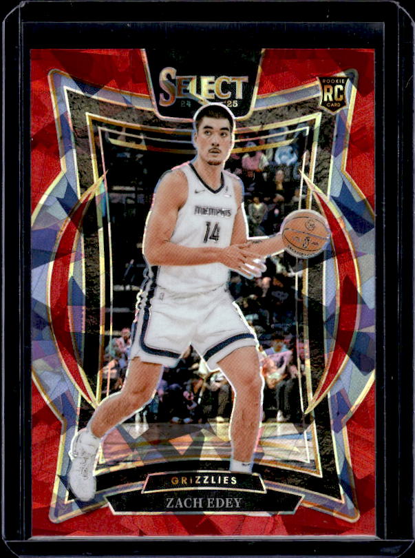 2024-25 Panini Select #98 Zach Edey Red Cracked Ice Prizm