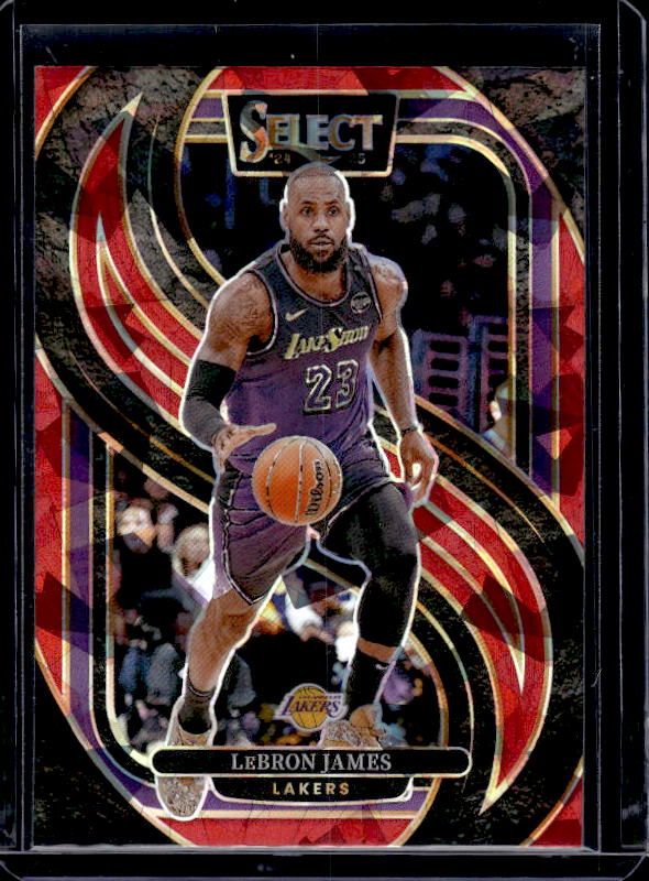 2024-25 Panini Select #111 LeBron James Red Cracked Ice Prizm
