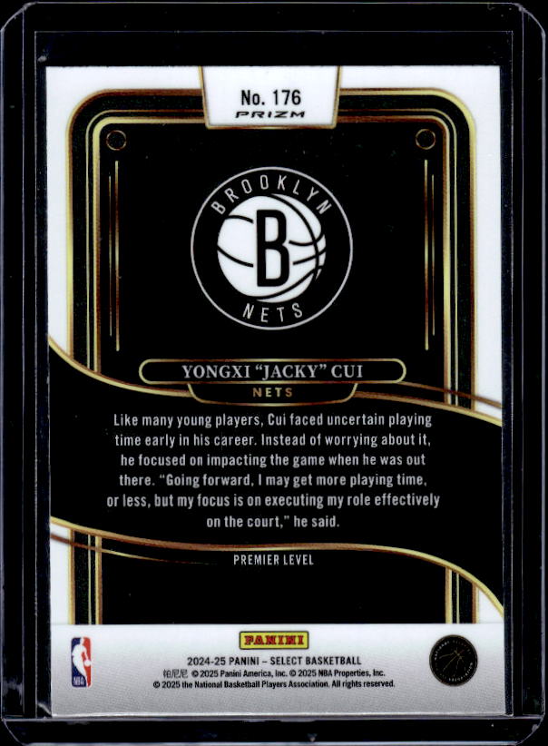 2024-25 Panini Select #176 Yongxi "Jacky" Cui Red Cracked Ice Prizm