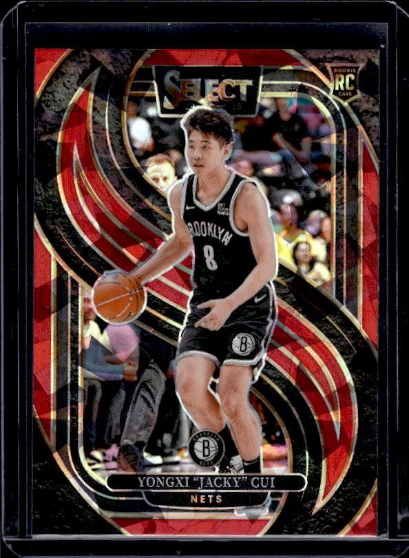 2024-25 Panini Select #176 Yongxi "Jacky" Cui Red Cracked Ice Prizm