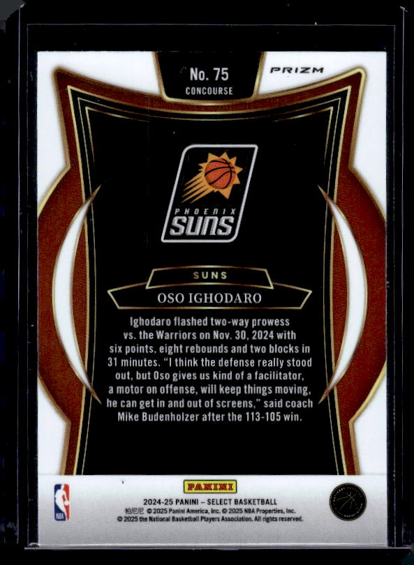 2024-25 Panini Select #75 Oso Ighodaro Blue Prizm