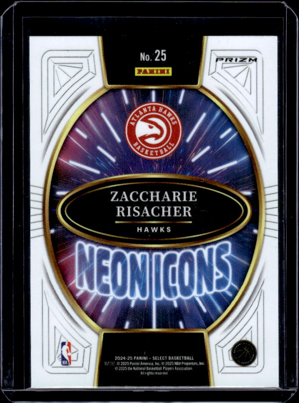 2024-25 Panini Select #25 Zaccharie Risacher Neon Icons Green Prizms