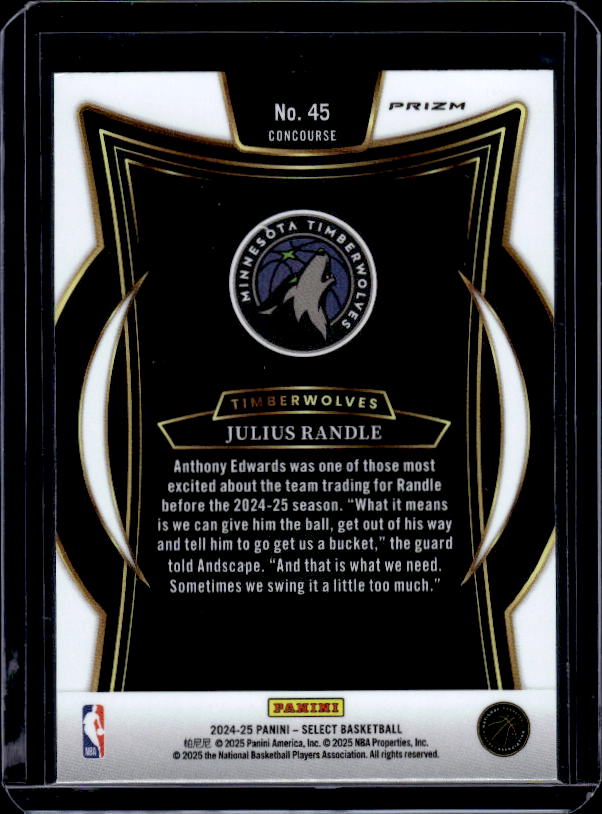 2024-25 Panini Select #45 Julius Randle Red Cracked Ice Prizm