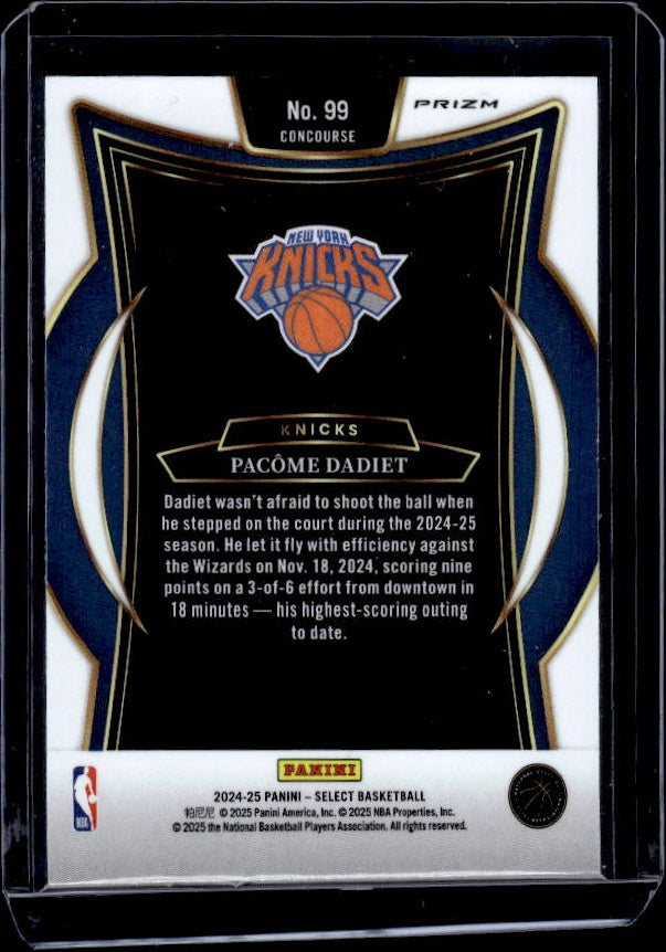 2024-25 Panini Select #99 Pacome Dadiet Blue Prizm