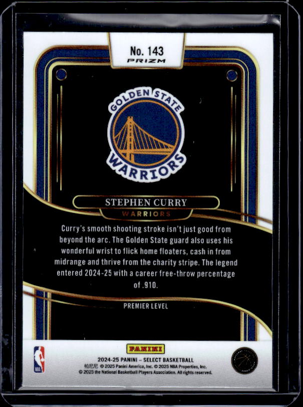 2024-25 Panini Select #143 Stephen Curry Tectonic Prizm
