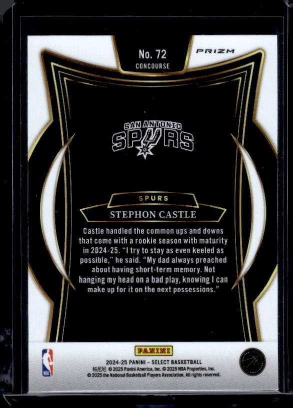 2024-25 Panini Select #72 Stephon Castle Red Cracked Ice Prizm