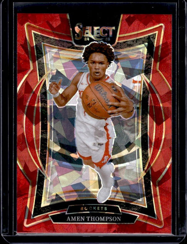 2024-25 Panini Select #59 Amen Thompson Red Cracked Ice Prizm