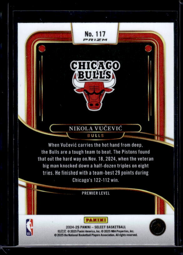 2024-25 Panini Select #117 Nikola Vucevic Red Cracked Ice Prizm
