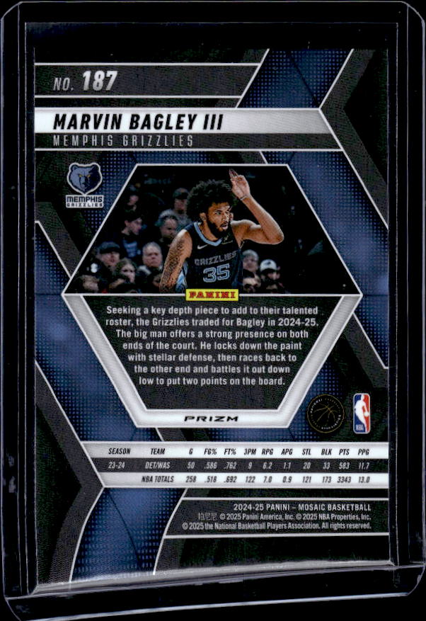 2024-25 Panini Mosaic #187 Marvin Bagley III Base Mosaic