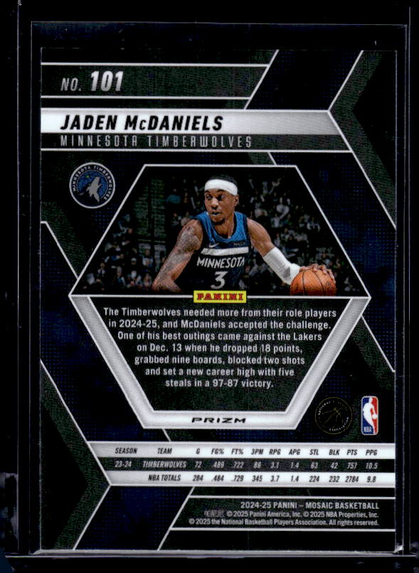 2024-25 Panini Mosaic #101 Jaden McDaniels Base Mosaic